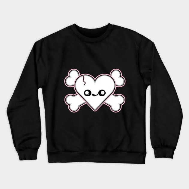 Kawaii Heart and Crossbones Crewneck Sweatshirt by TTLOVE